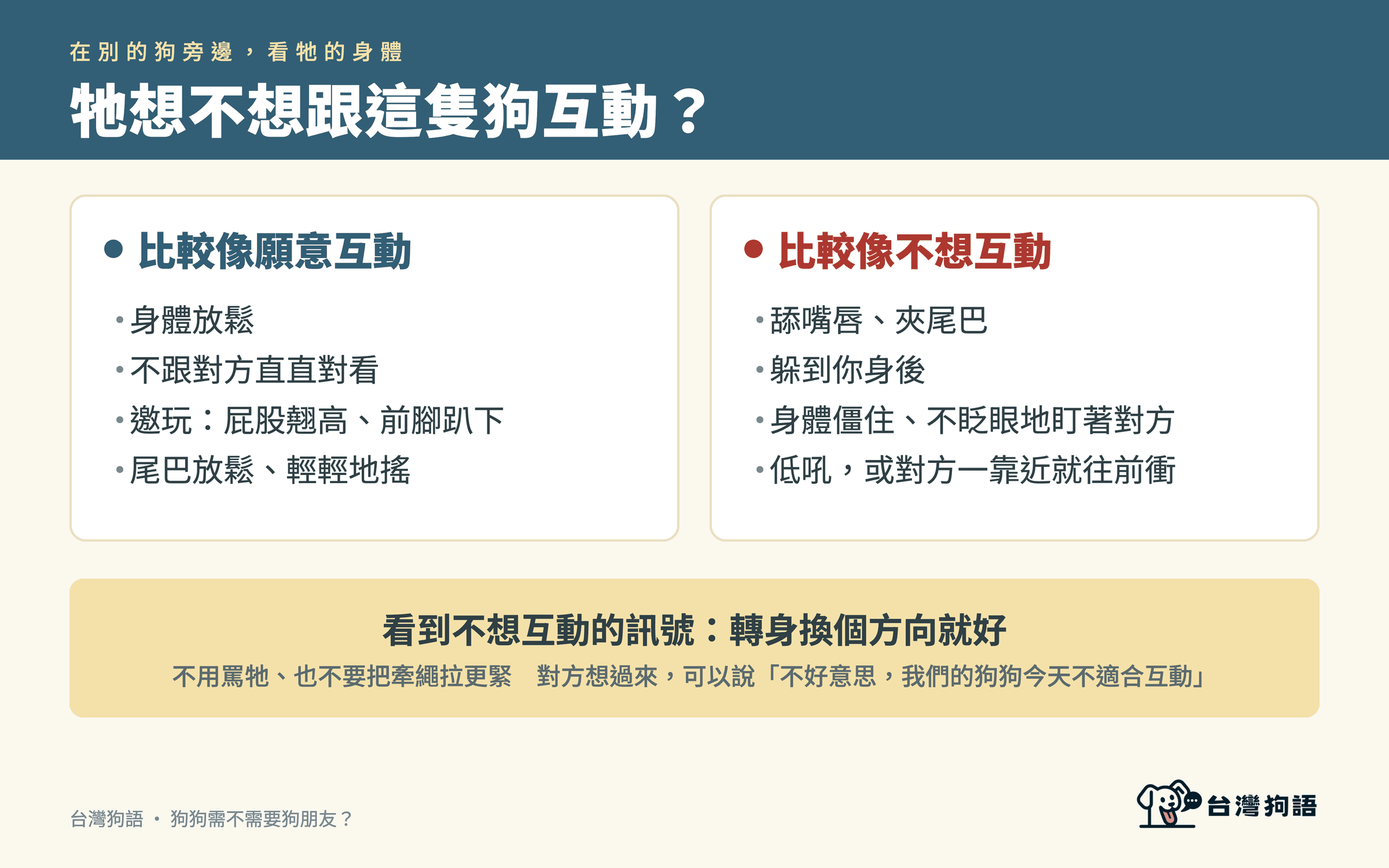 牠想不想跟這隻狗互動？願意見面和不想見面的身體訊號